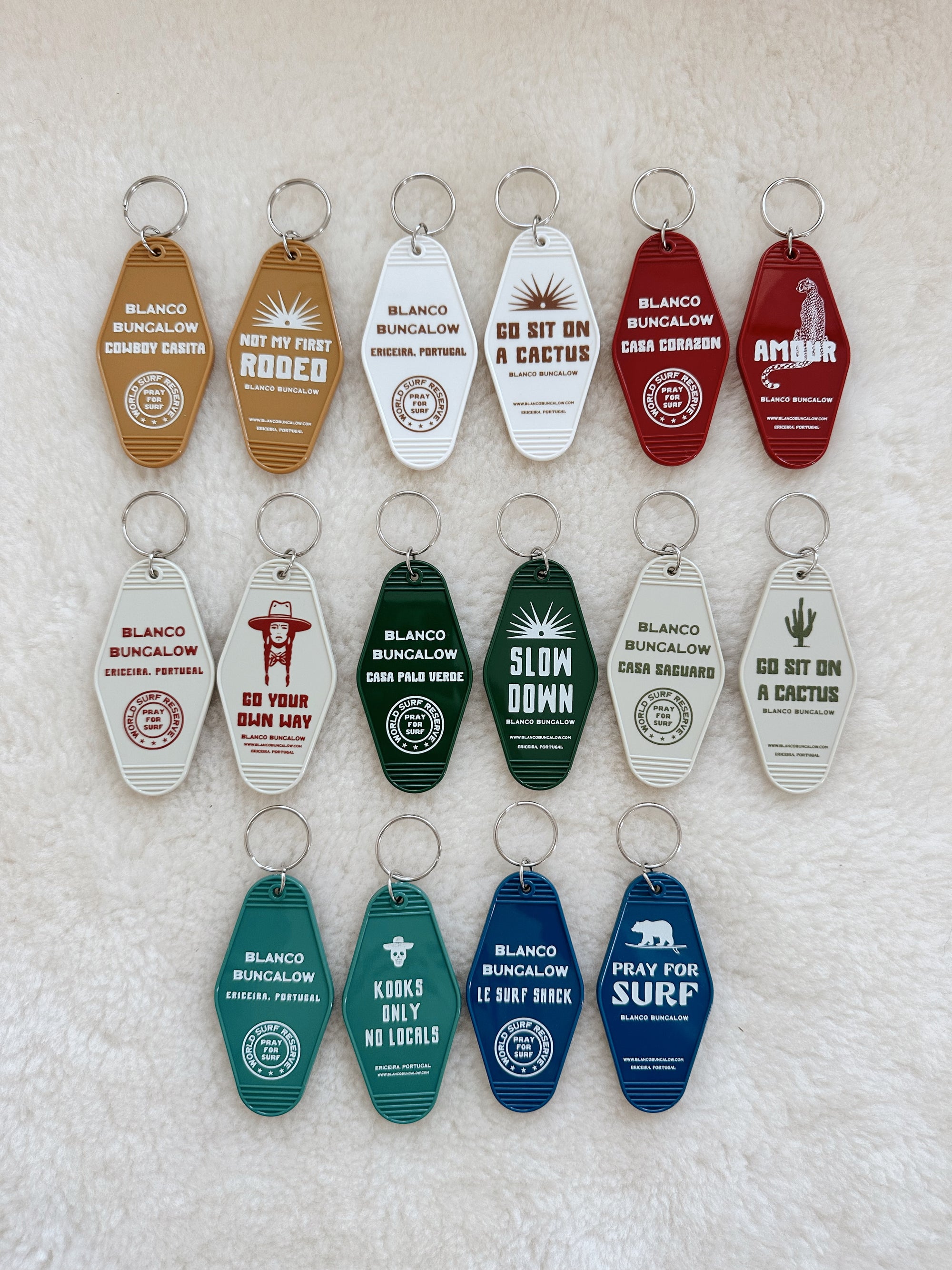 Blanco Bungalow Vintage Motel Keychains
