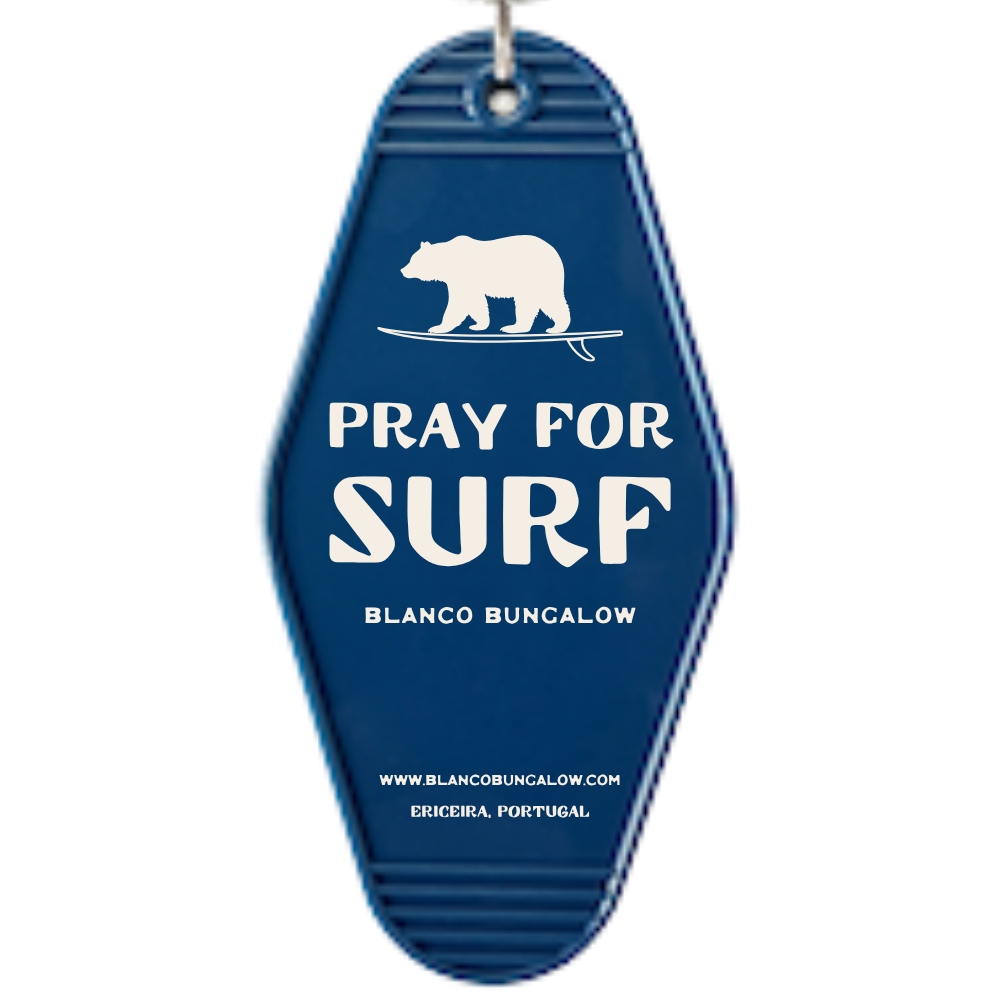 Blanco Bungalow Ericeira Pray for Surf Vintage Motel Keychain 
