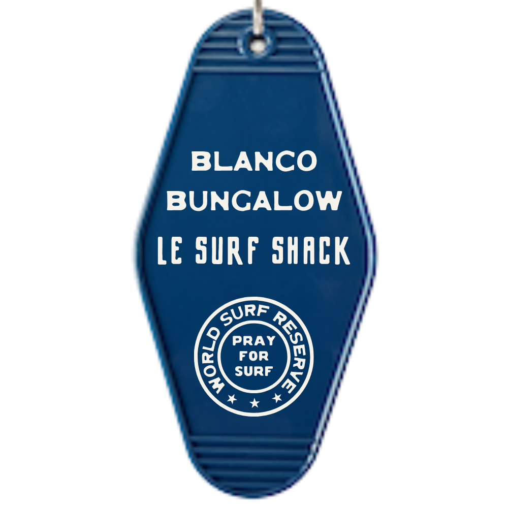 Blanco Bungalow Ericeira Pray for Surf Vintage Motel Keychain 