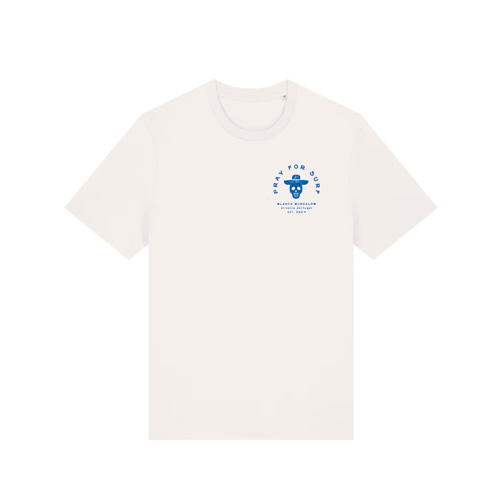 Blanco Bungalow Ericeira Portugal Pray for Surf Tee White